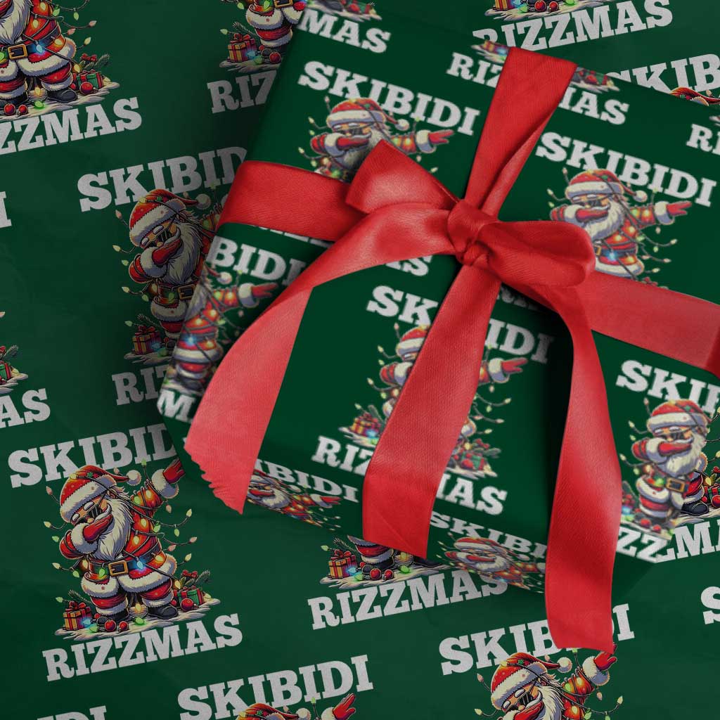Funny Dabbing Santa Rizz Xmas Wrapping Paper Roll Skibidi Rizzmas Xmas Lights