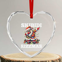Funny Dabbing Santa Rizz Xmas Heart Crystal Glass Ornament Skibidi Rizzmas Xmas Lights - Wonder Print Shop