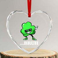Funny Dabbing Shamrock Heart Crystal Glass Ornament Bruh St. Patrick's Day - Wonder Print Shop