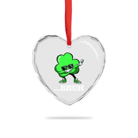 Funny Dabbing Shamrock Heart Crystal Glass Ornament Bruh St. Patrick's Day - Wonder Print Shop