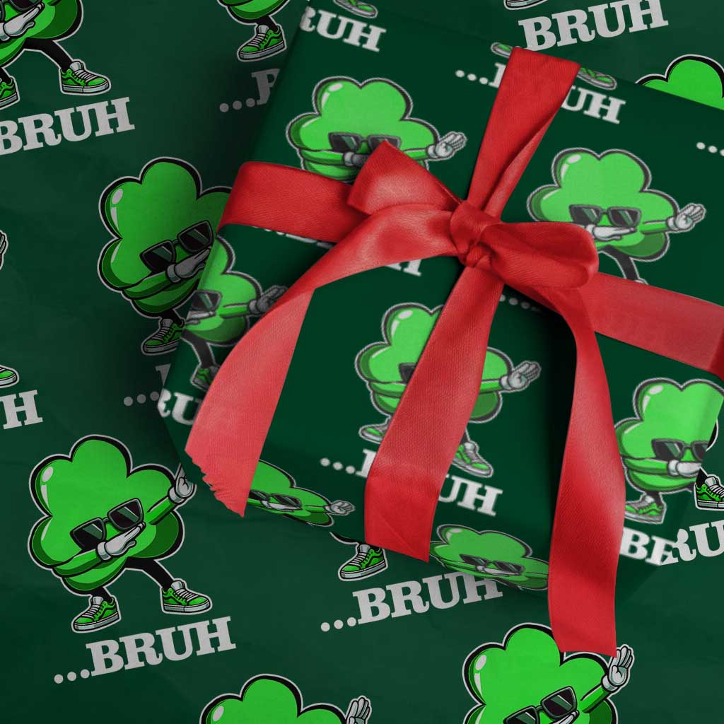 Funny Dabbing Shamrock Wrapping Paper Roll Bruh St. Patrick's Day - Wonder Print Shop