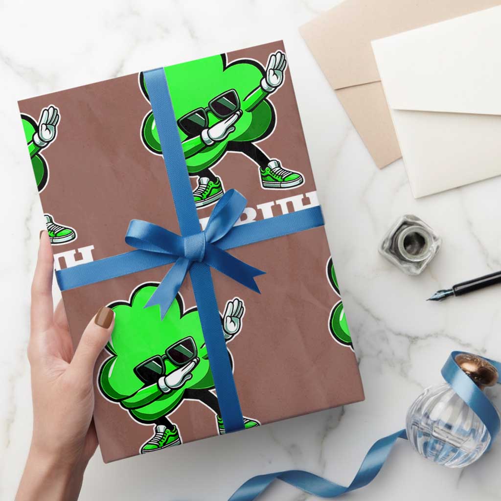 Funny Dabbing Shamrock Wrapping Paper Roll Bruh St. Patrick's Day - Wonder Print Shop