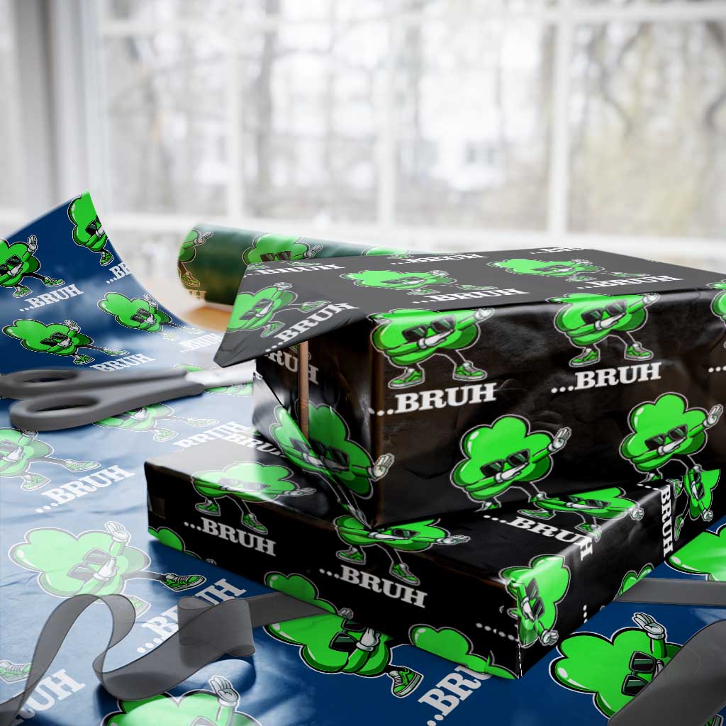 Funny Dabbing Shamrock Wrapping Paper Roll Bruh St. Patrick's Day - Wonder Print Shop