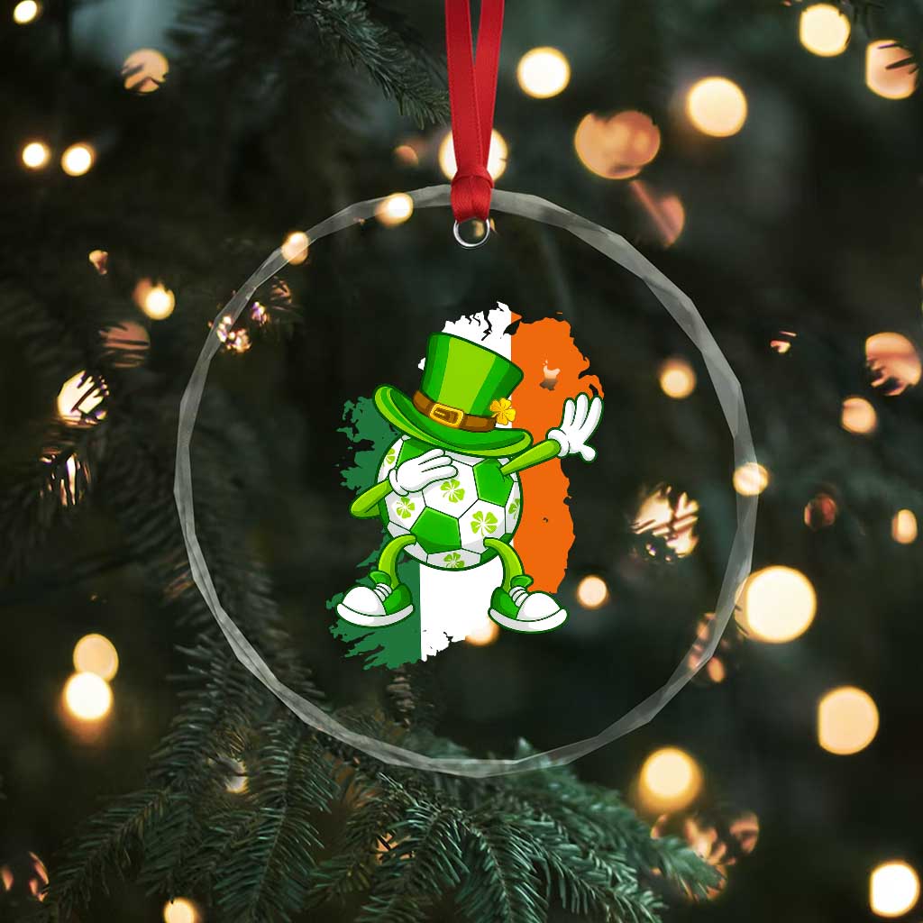 Funny Dabbing Soccer Ball Crystal Glass Ornament St Patricks Day