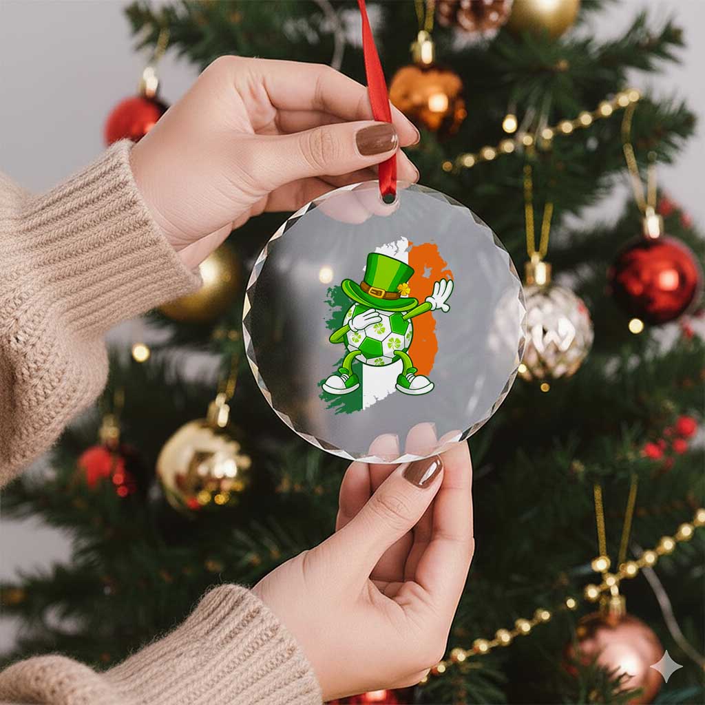 Funny Dabbing Soccer Ball Crystal Glass Ornament St Patricks Day