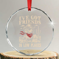 Funny Dachshund Cowboy Crystal Glass Ornament Ive Got Friends In Low Places - Wonder Print Shop