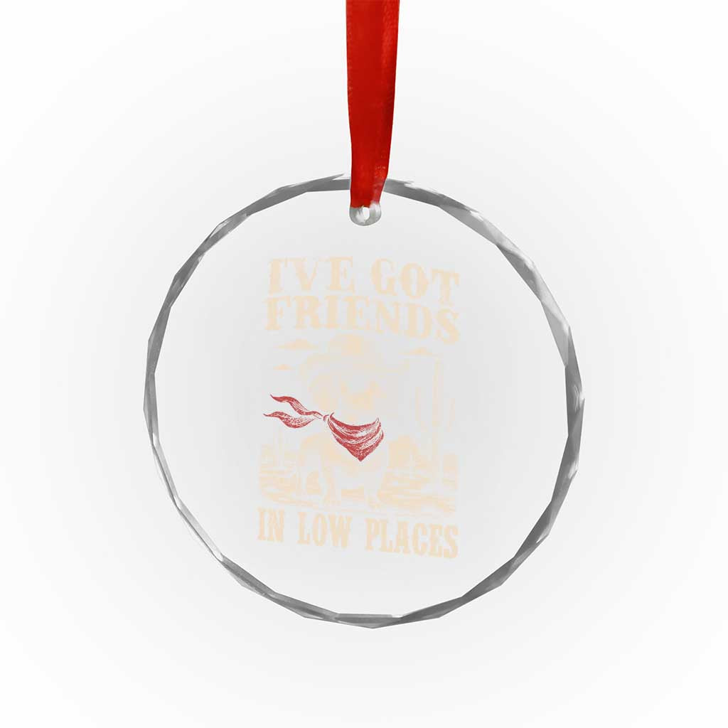 Funny Dachshund Cowboy Crystal Glass Ornament Ive Got Friends In Low Places - Wonder Print Shop