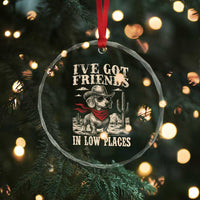 Funny Dachshund Cowboy Crystal Glass Ornament Ive Got Friends In Low Places - Wonder Print Shop