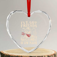 Funny Dachshund Cowboy Heart Crystal Glass Ornament Ive Got Friends In Low Places - Wonder Print Shop