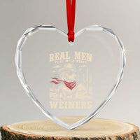 Funny Dachshund Cowboy Heart Crystal Glass Ornament Real Men Play With Their Weiners - Wonder Print Shop