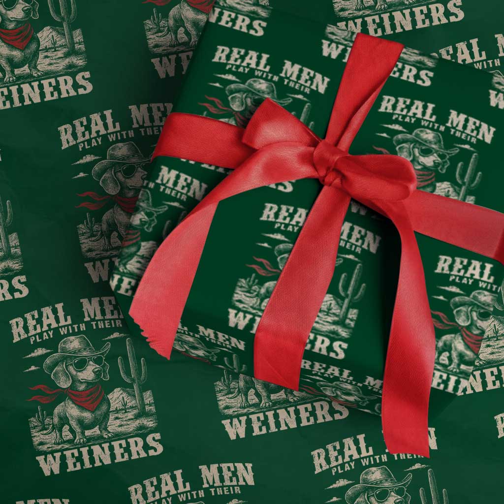 Funny Dachshund Cowboy Wrapping Paper Roll Real Men Play With Their Weiners - Wonder Print Shop