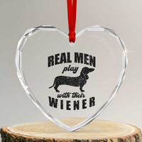 Funny Dachshund Dad Heart Crystal Glass Ornament Real Men Play With Their Wiener Dog Dad Gag Gift - Wonder Print Shop