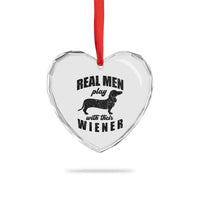 Funny Dachshund Dad Heart Crystal Glass Ornament Real Men Play With Their Wiener Dog Dad Gag Gift - Wonder Print Shop