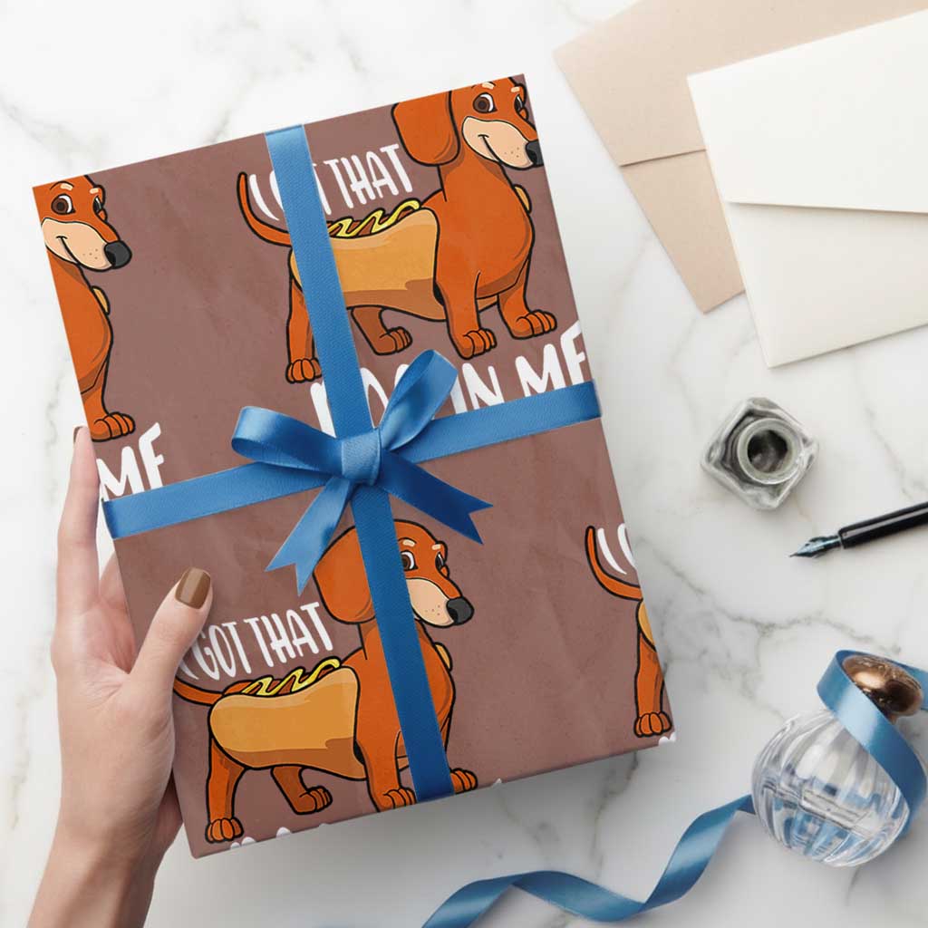 Funny Dachshund Wrapping Paper Roll I Got That Dog In Me Wiener Sausage Hotdog Meme