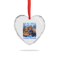 Funny Dachshund Dog Dad Heart Crystal Glass Ornament Real Men Play With Their Wiener Funny Offensive - Wonder Print Shop