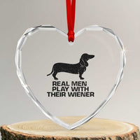 Funny Dachshund Dog Dad Heart Crystal Glass Ornament Real Men Play With Their Wiener Pet Father Gag Gift - Wonder Print Shop