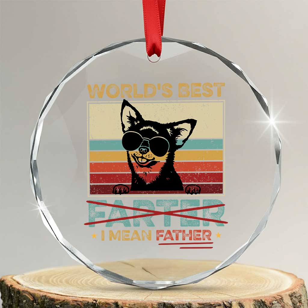 Funny Dad Dog Crystal Glass Ornament Fathers Day World's Best Farter I Mean Father - Wonder Print Shop