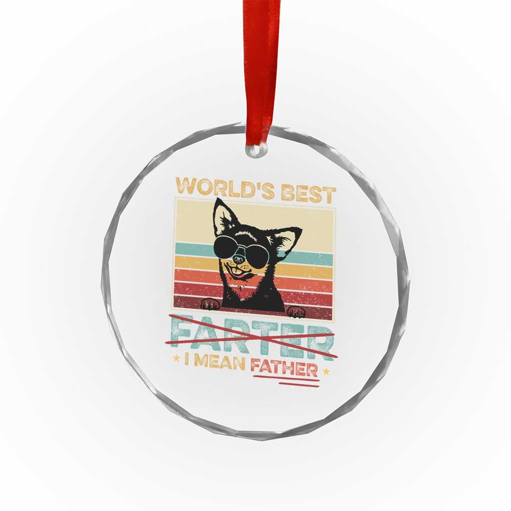 Funny Dad Dog Crystal Glass Ornament Fathers Day World's Best Farter I Mean Father - Wonder Print Shop