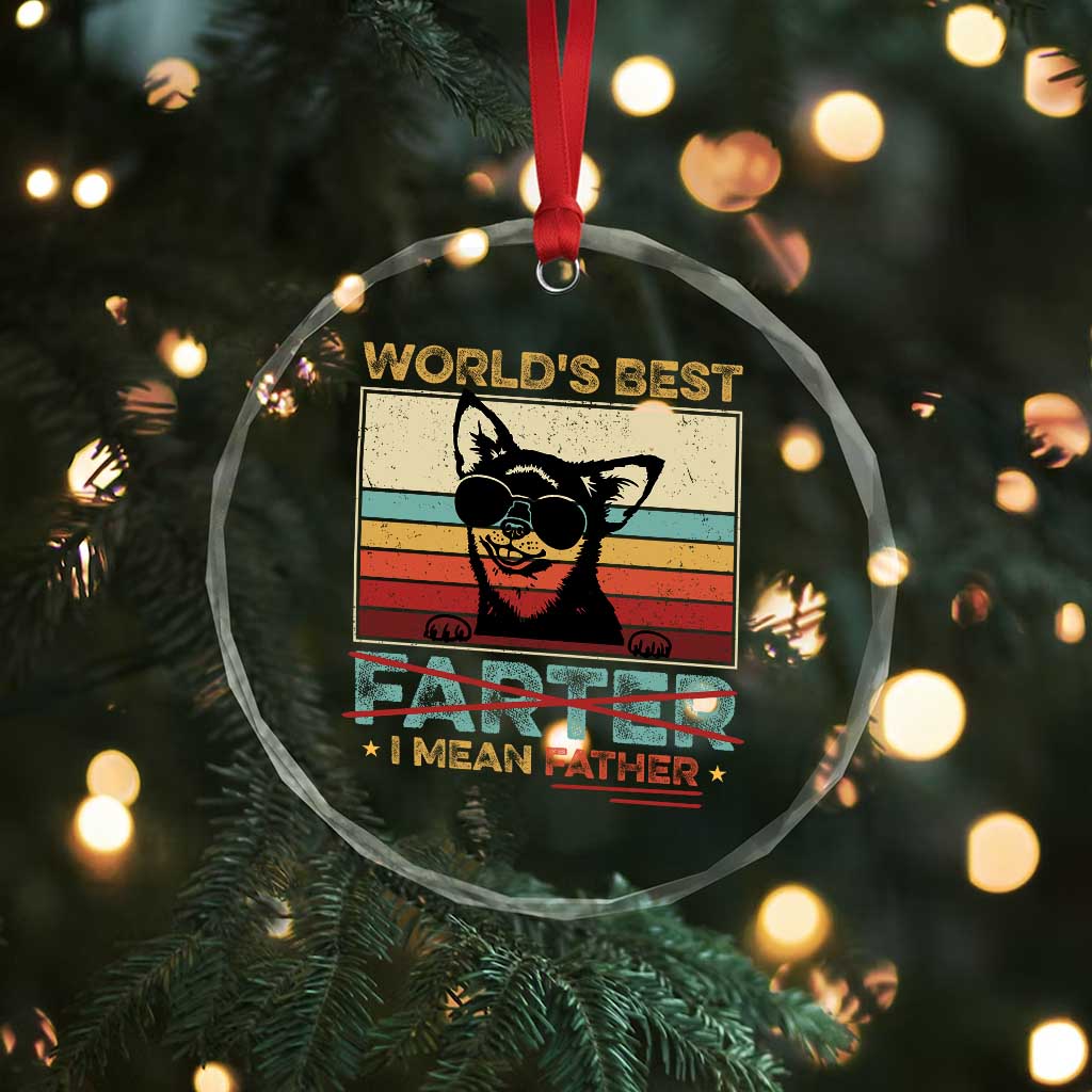 Funny Dad Dog Crystal Glass Ornament Fathers Day World's Best Farter I Mean Father - Wonder Print Shop