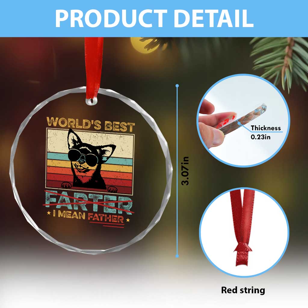 Funny Dad Dog Crystal Glass Ornament Fathers Day World's Best Farter I Mean Father - Wonder Print Shop