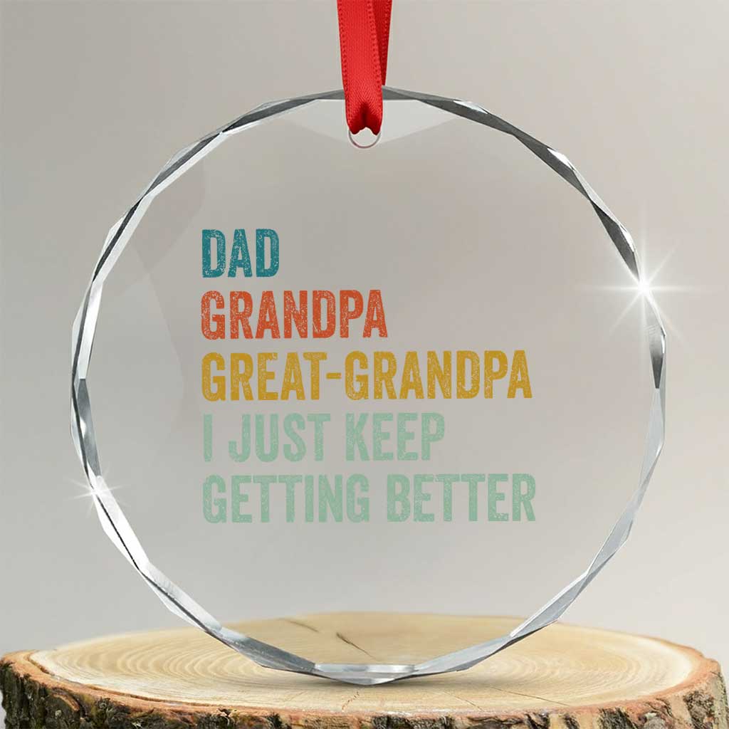 Funny Dad Great Grandpa Crystal Glass Ornament Retro Fathers Day - Wonder Print Shop