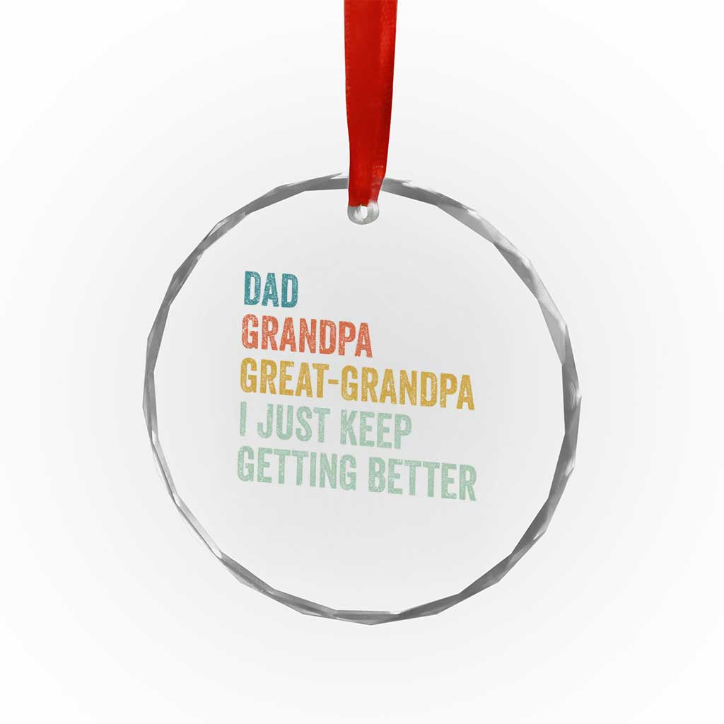 Funny Dad Great Grandpa Crystal Glass Ornament Retro Fathers Day - Wonder Print Shop