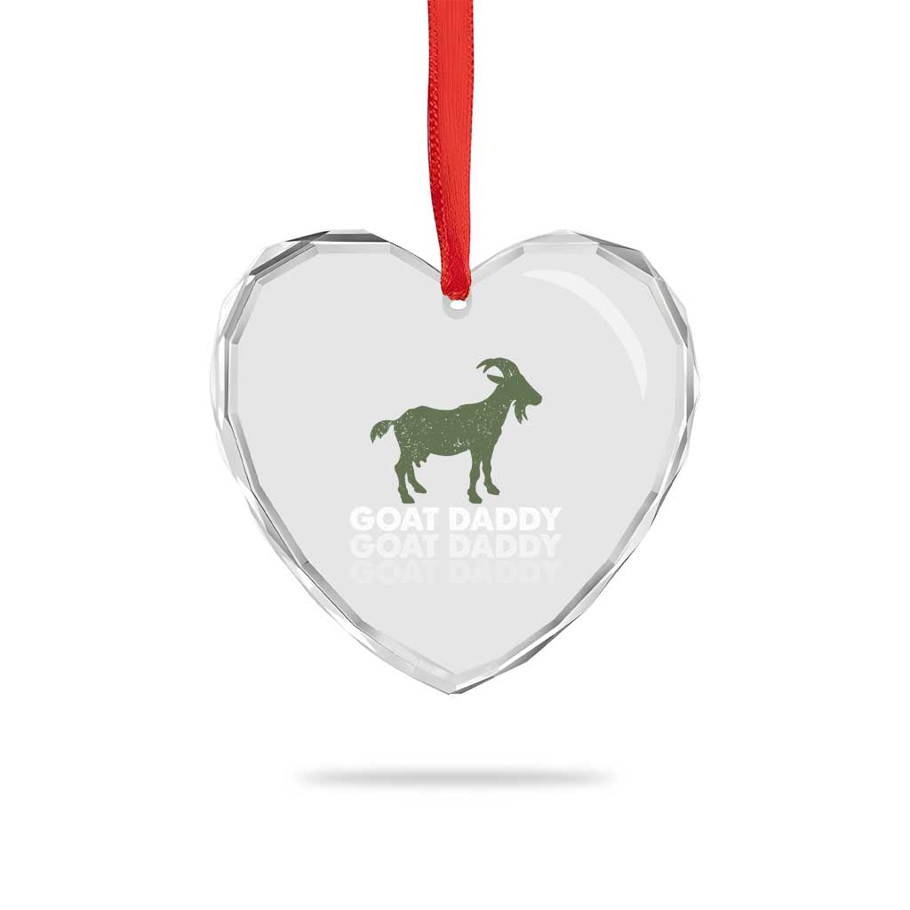 Funny Dad Heart Crystal Glass Ornament Funny Goat Daddy Fathers Day Presents For Goat Lovers