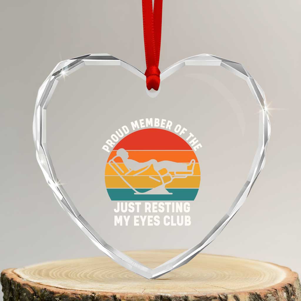 Funny Dad Heart Crystal Glass Ornament Proud Member Of The Just Resting My Eyes Club - Wonder Print Shop