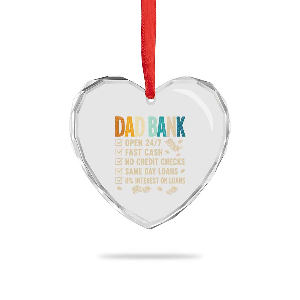 Funny Dad Heart Crystal Glass Ornament Retro Dad Bank Fathers Day