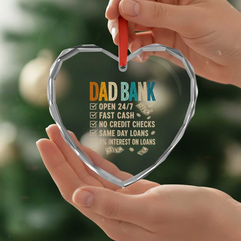 Funny Dad Heart Crystal Glass Ornament Retro Dad Bank Fathers Day