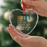 Funny Dad Heart Crystal Glass Ornament Retro Dad Bank Fathers Day