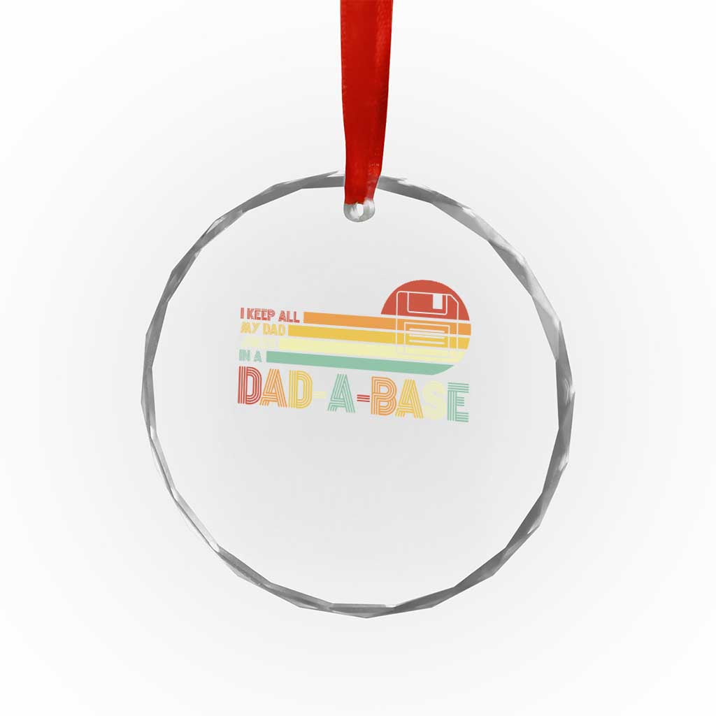 Funny Dad Jokes In A Dad-a-base Crystal Glass Ornament Retro Vintage Fathers Day - Wonder Print Shop