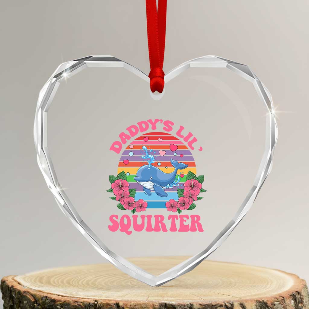 Funny Daddy's Lil Squirter Heart Crystal Glass Ornament Cute Whale Inappropriate Embarrassing Adult Joke - Wonder Print Shop