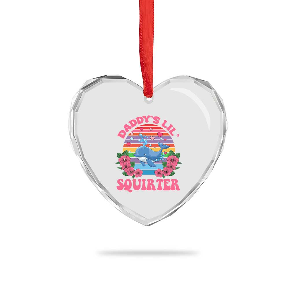 Funny Daddy's Lil Squirter Heart Crystal Glass Ornament Cute Whale Inappropriate Embarrassing Adult Joke - Wonder Print Shop
