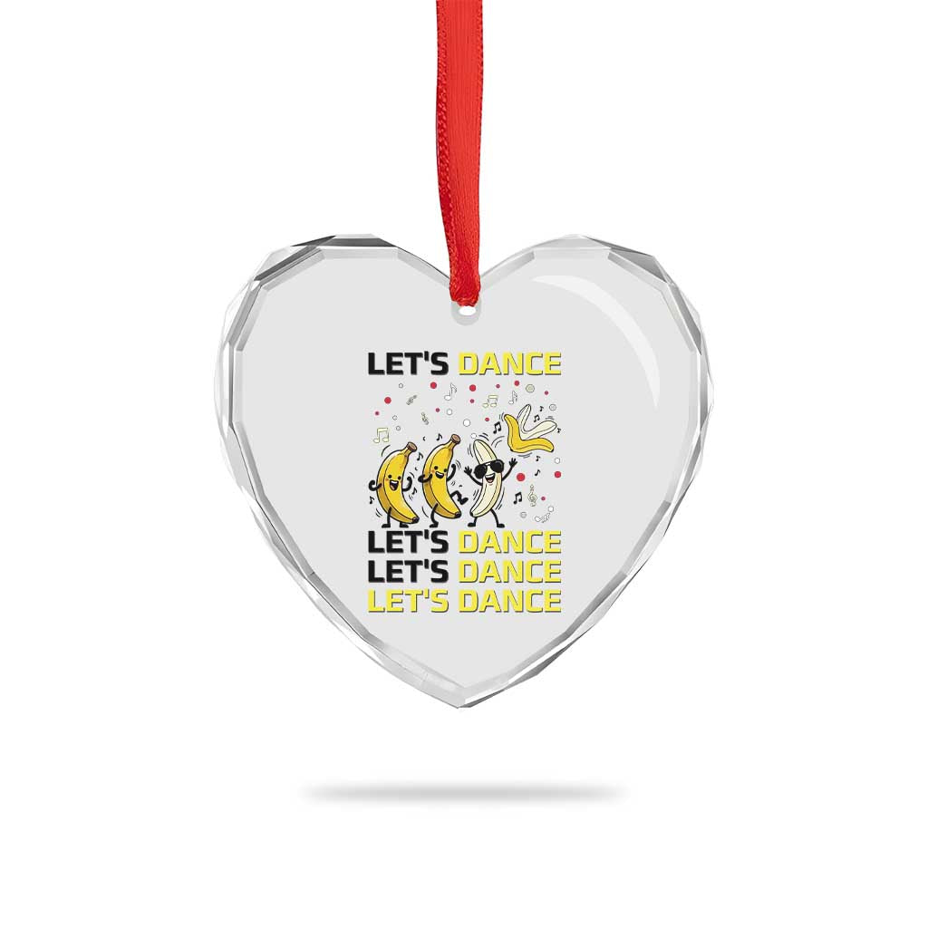 Funny Dancing Banana Heart Crystal Glass Ornament Lets Dance Silly Meme Graphic