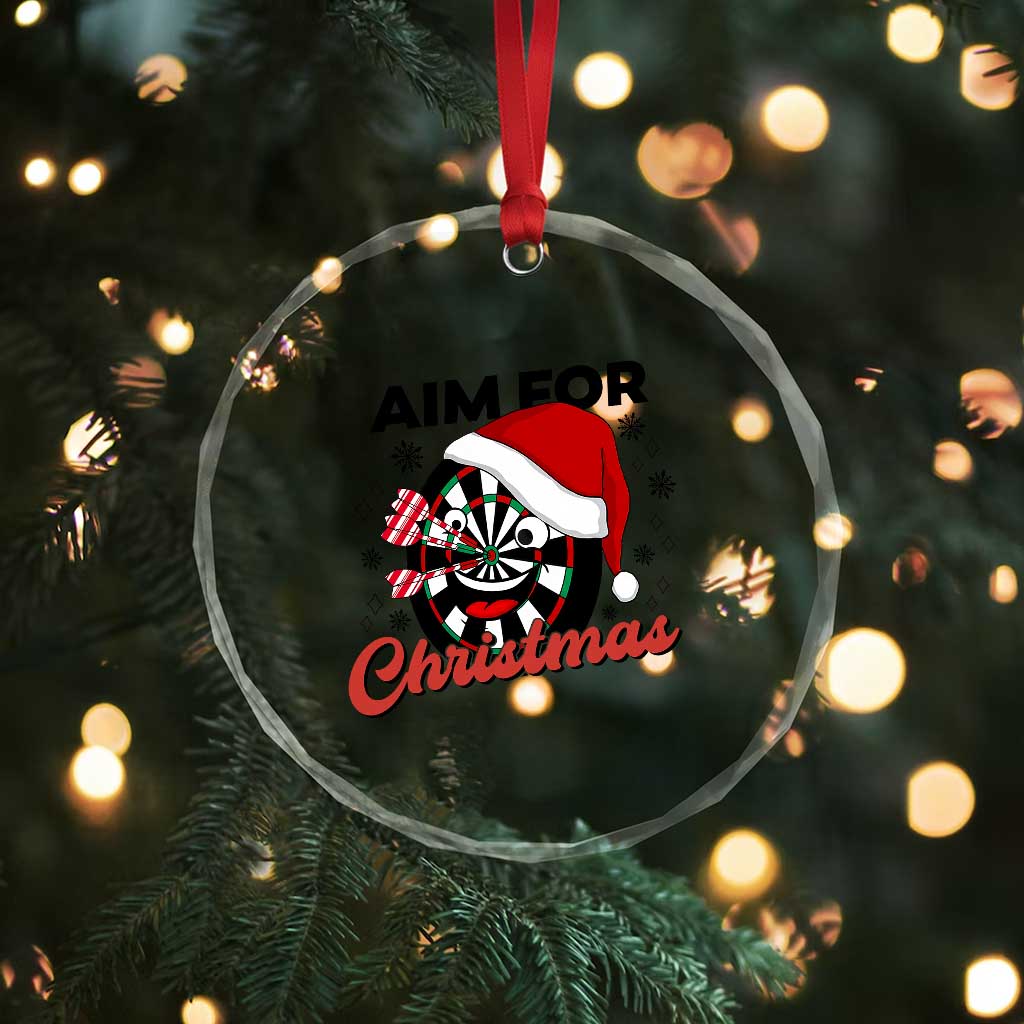 Funny Dart Player Aim For Christmas Crystal Glass Ornament Gift For Dartist - Wonder Print Shop