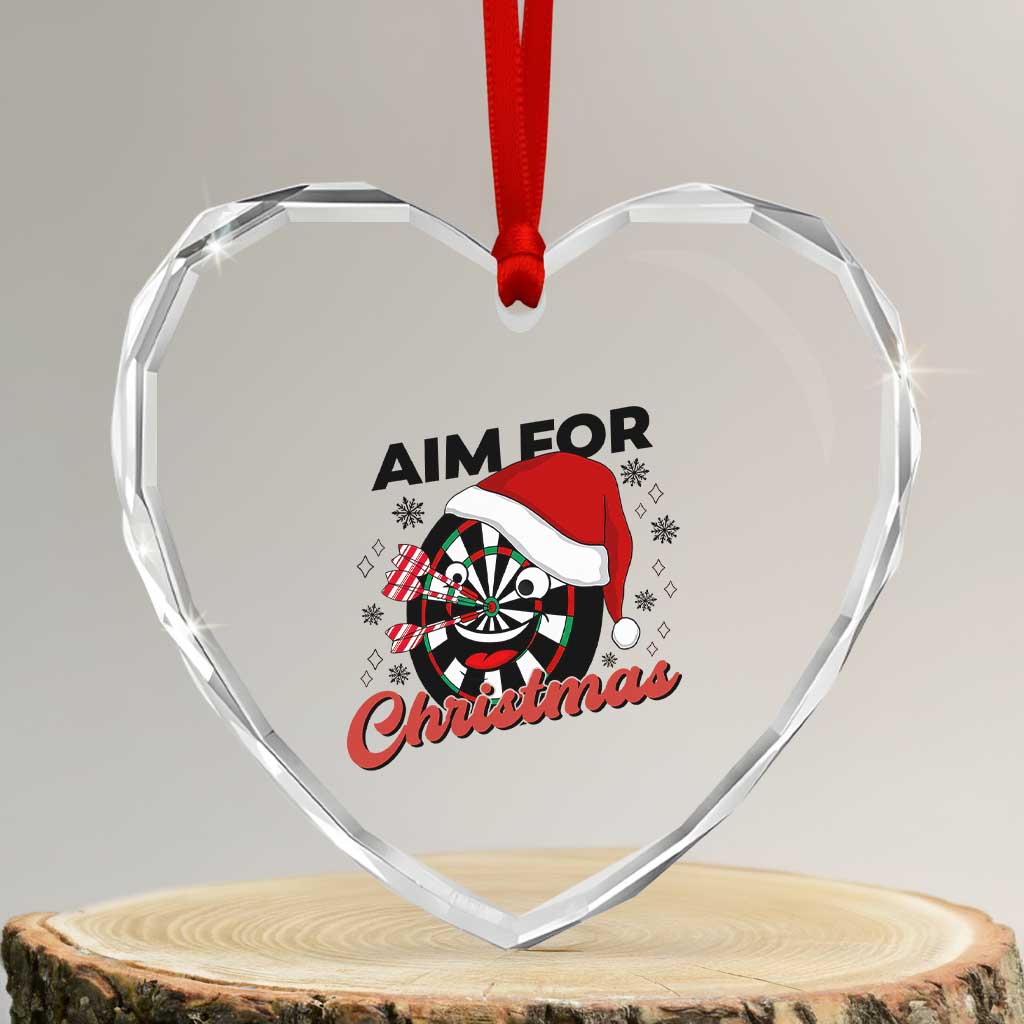 Funny Dart Player Aim For Christmas Heart Crystal Glass Ornament Gift For Dartist - Wonder Print Shop