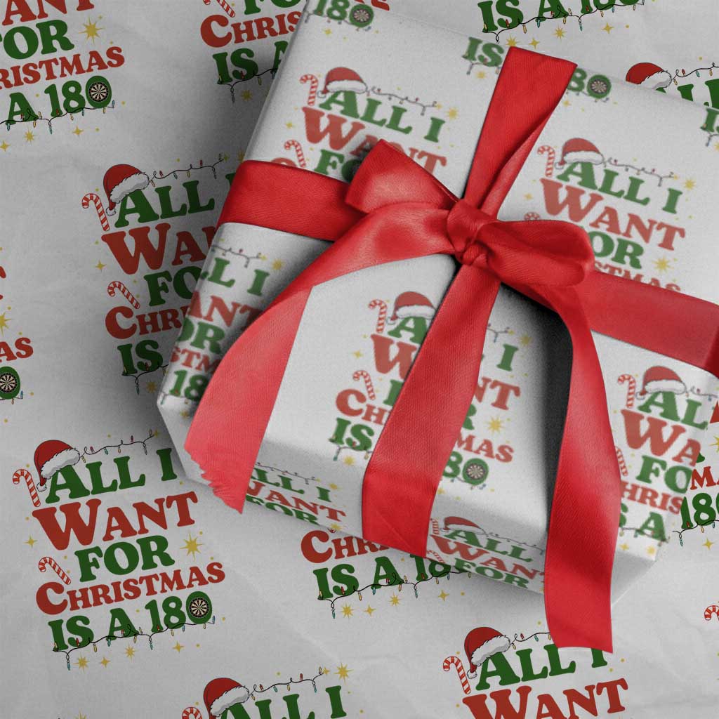 Funny Dart Player Wrapping Paper Roll All I Want For Christmas Is A 180 - Wonder Print Shop