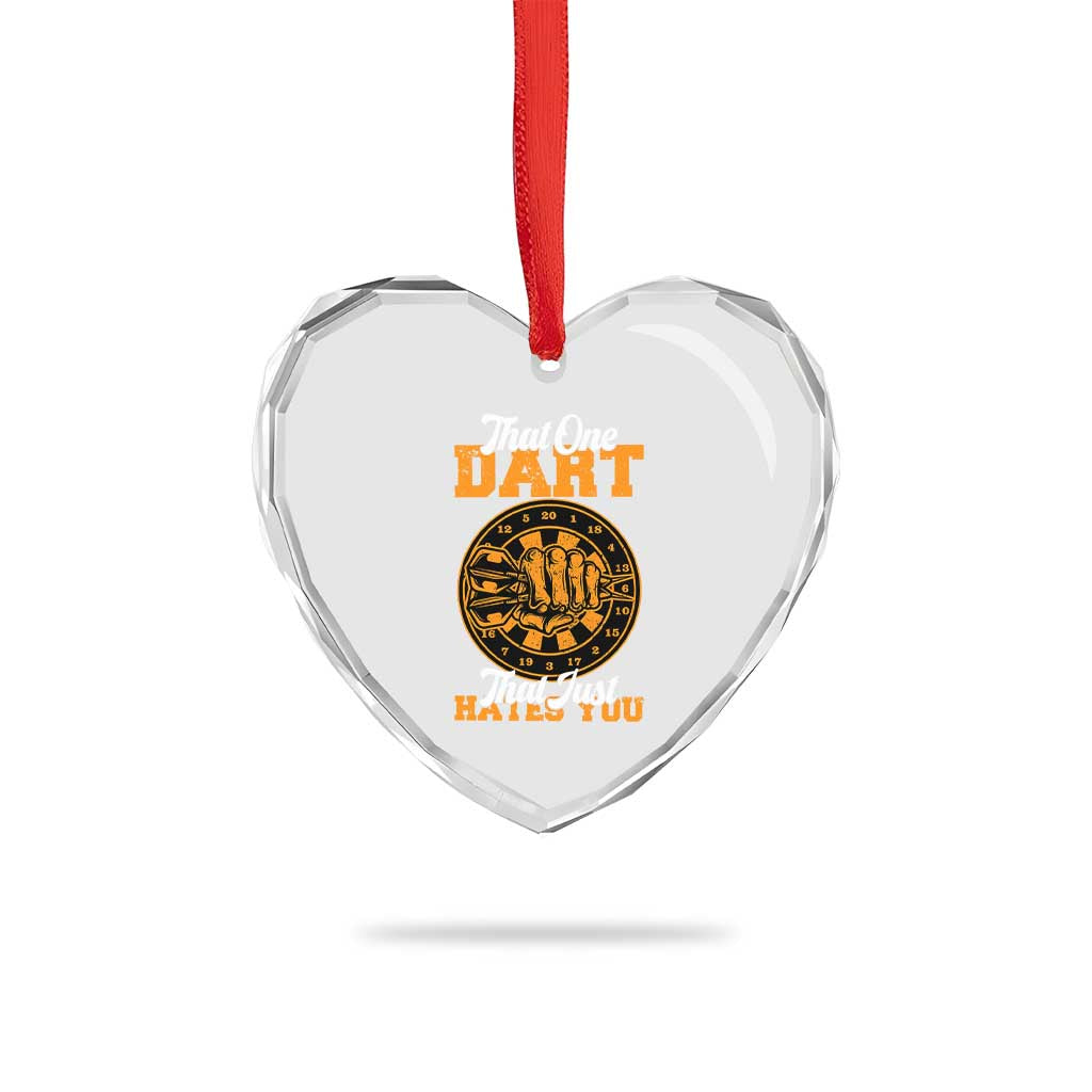 Funny Dartist Pub Game Heart Crystal Glass Ornament That One Dart That Just Hates You - Wonder Print Shop