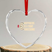 Funny Darts Happiness Is A Tight Threesome Heart Crystal Glass Ornament Vintage Dartist Gift - Wonder Print Shop