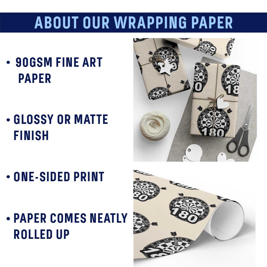 Funny Darts Max 180 Wrapping Paper Roll Dartist Darts Lover Gift - Wonder Print Shop
