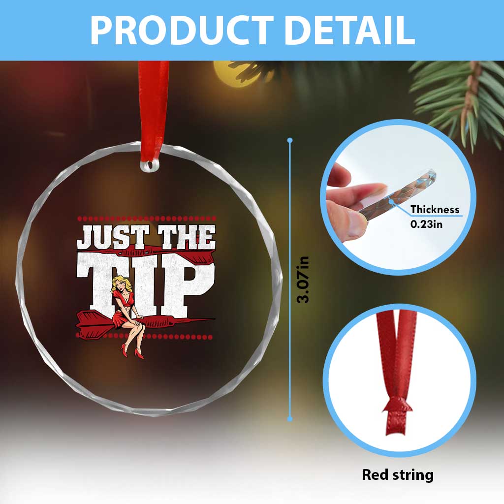 Funny Darts Player Gift Crystal Glass Ornament Just The Tip - Wonder Print Shop