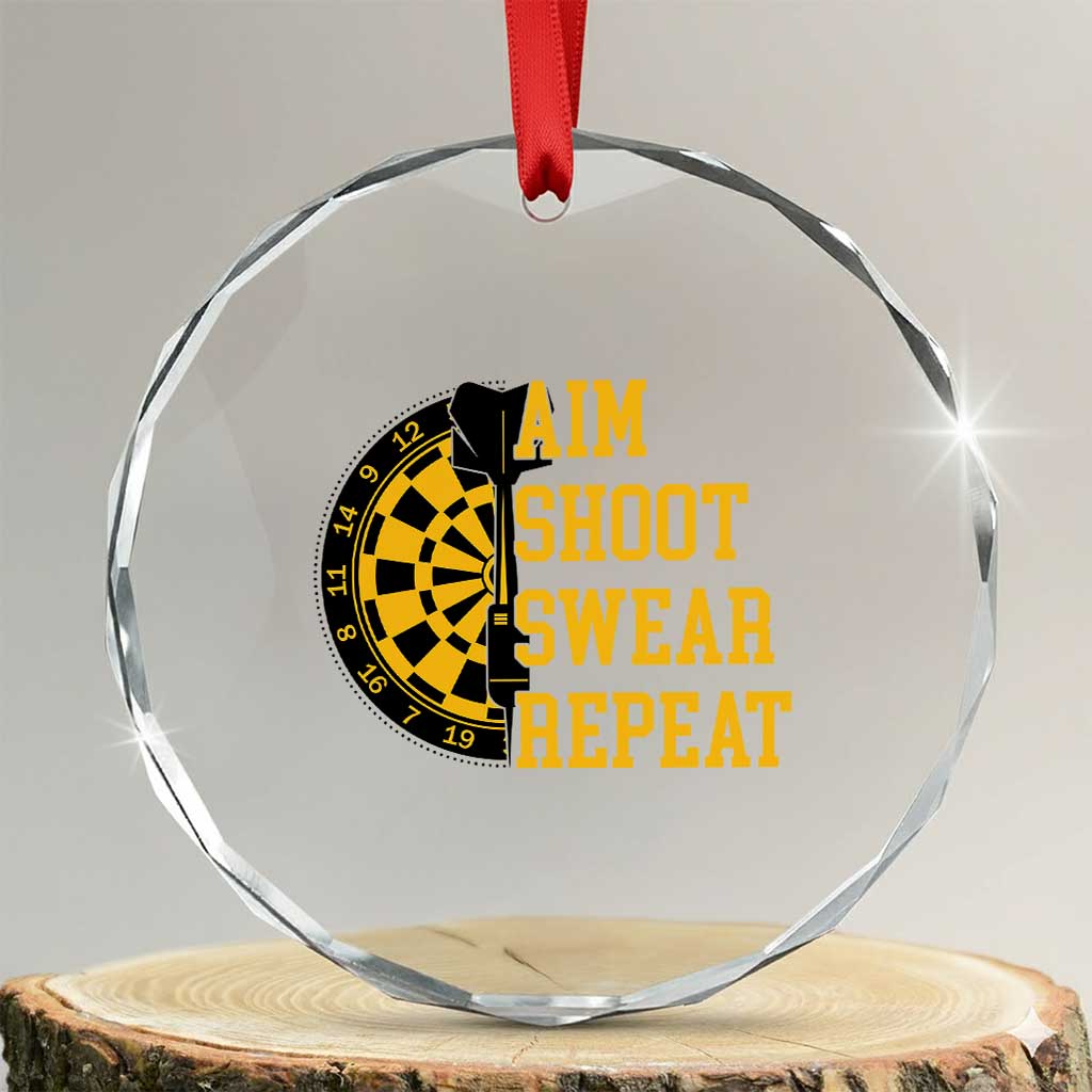 Funny Darts Retro Vintage Crystal Glass Ornament Aim Shoot Swear Repeat Dartist Gift - Wonder Print Shop