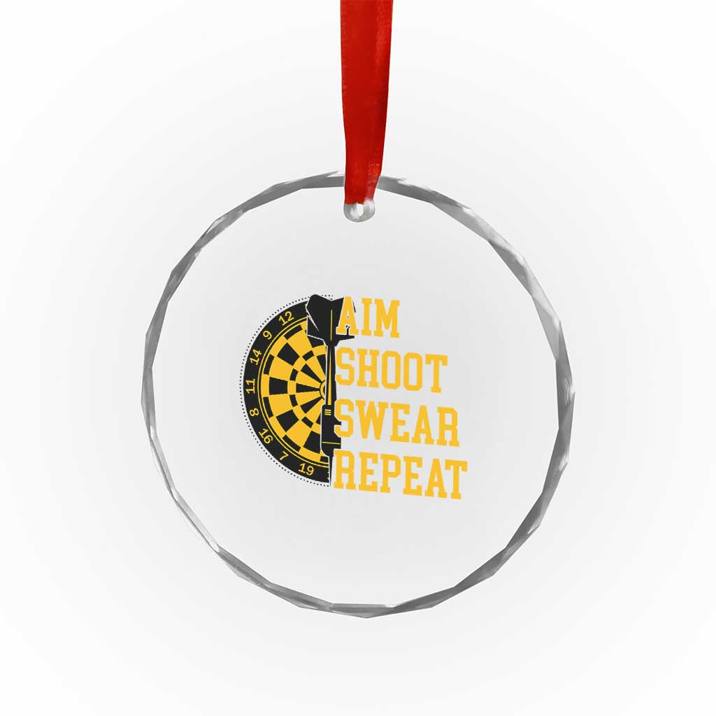 Funny Darts Retro Vintage Crystal Glass Ornament Aim Shoot Swear Repeat Dartist Gift - Wonder Print Shop