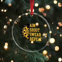 Funny Darts Retro Vintage Crystal Glass Ornament Aim Shoot Swear Repeat Dartist Gift - Wonder Print Shop