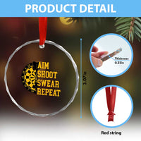 Funny Darts Retro Vintage Crystal Glass Ornament Aim Shoot Swear Repeat Dartist Gift - Wonder Print Shop