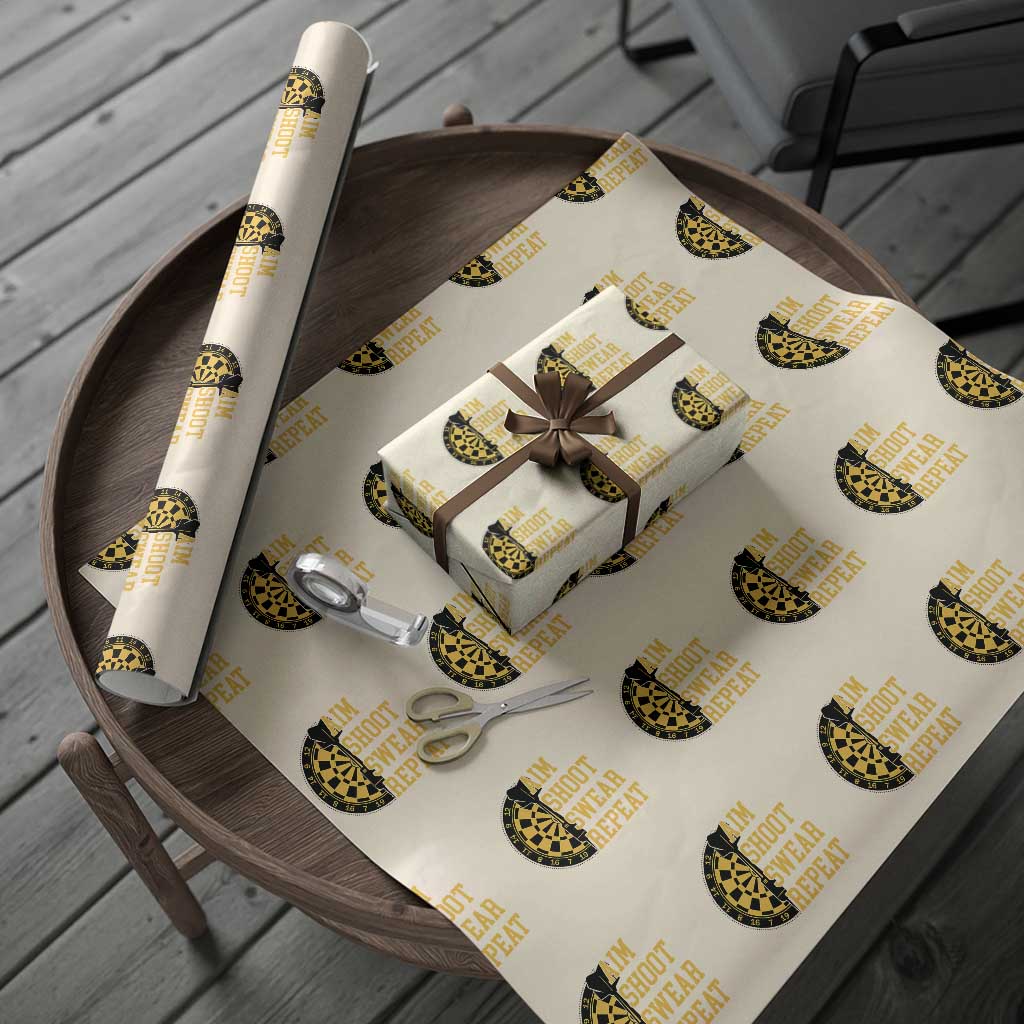 Funny Darts Retro Vintage Wrapping Paper Roll Aim Shoot Swear Repeat Dartist Gift - Wonder Print Shop