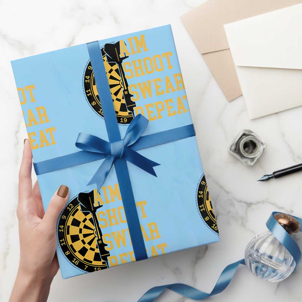 Funny Darts Retro Vintage Wrapping Paper Roll Aim Shoot Swear Repeat Dartist Gift - Wonder Print Shop