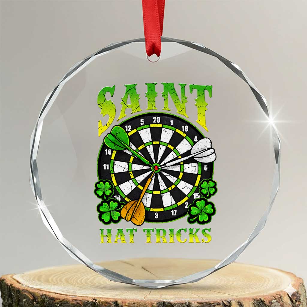 Funny Darts St Patricks Day Gift Crystal Glass Ornament Saint Hat Tricks
