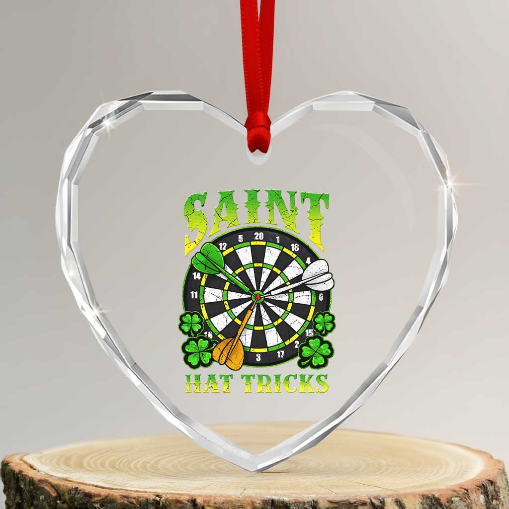 Funny Darts St Patricks Day Gift Heart Crystal Glass Ornament Saint Hat Tricks